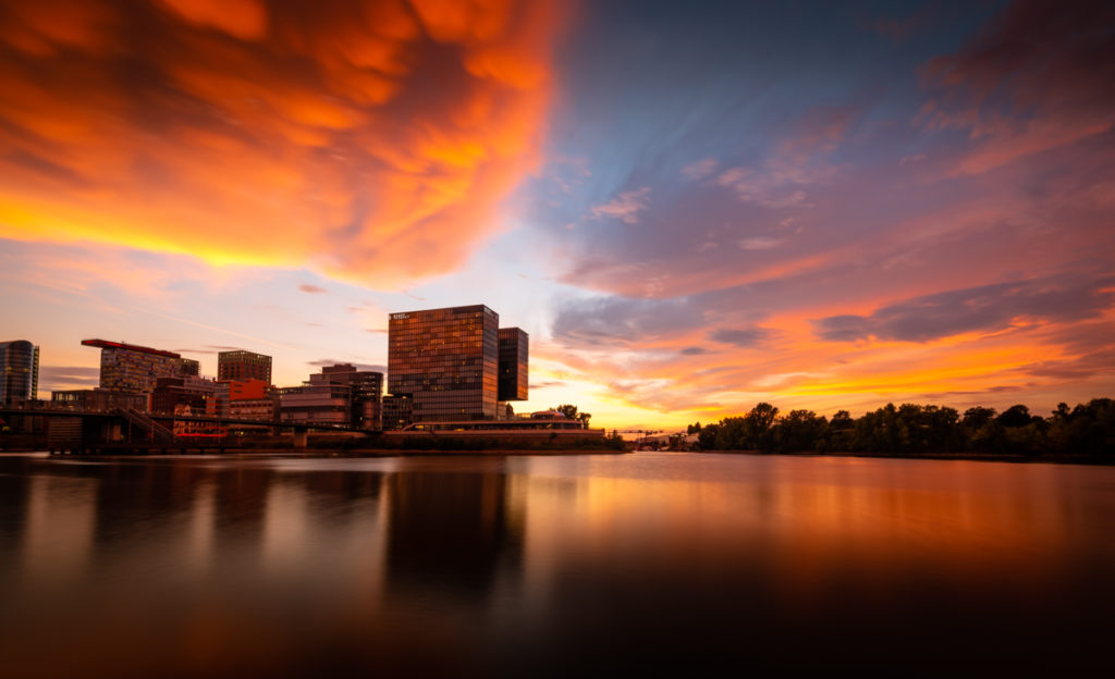 Couché de soleil à Düsseldorf