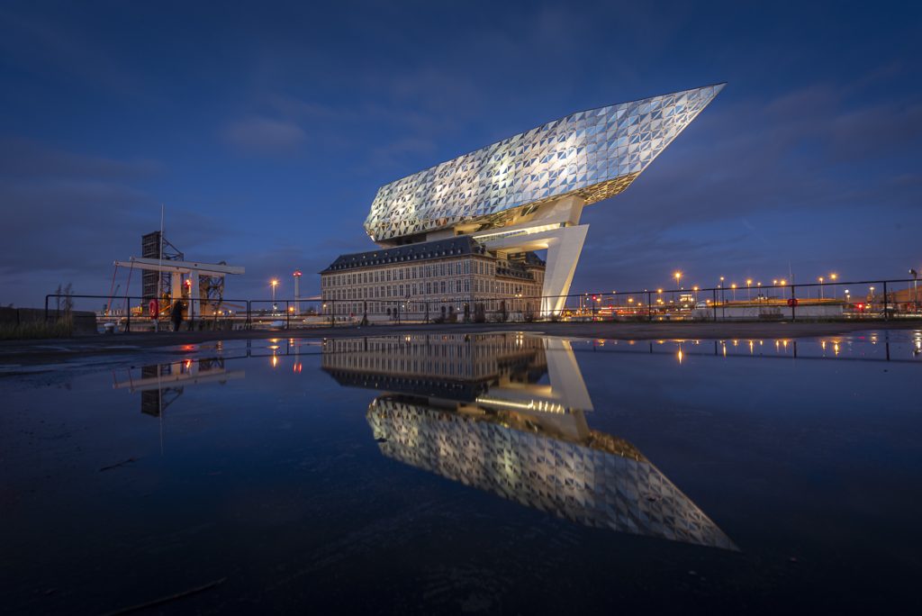 Photo de nuit Anvers heure bleue